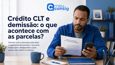 Trabalhador demitido analisando parcelas do Crédito CLT e garantias do FGTS