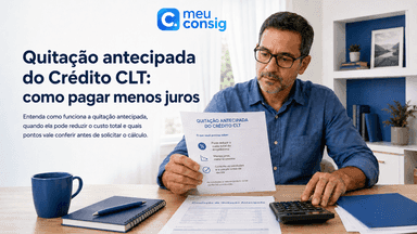 Trabalhador conferindo o saldo para quitação antecipada do Crédito CLT e o desconto dos juros