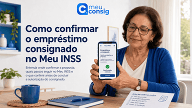 Aposentada conferindo uma proposta antes de confirmar o empréstimo consignado no Meu INSS