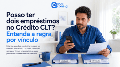 Trabalhador conferindo vários contratos e a margem disponível do Crédito CLT