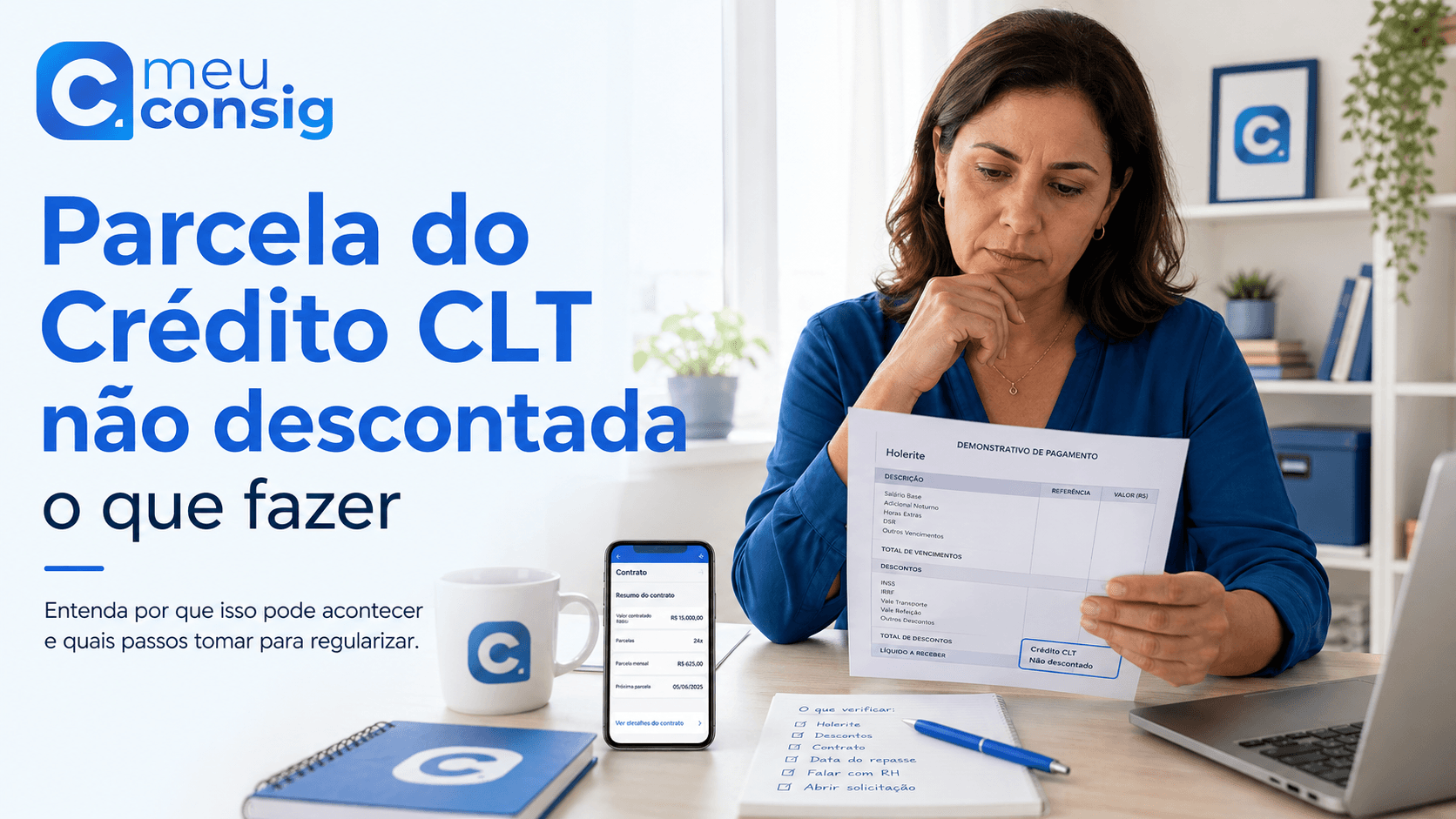 Trabalhador conferindo contracheque com parcela do Crédito CLT ausente