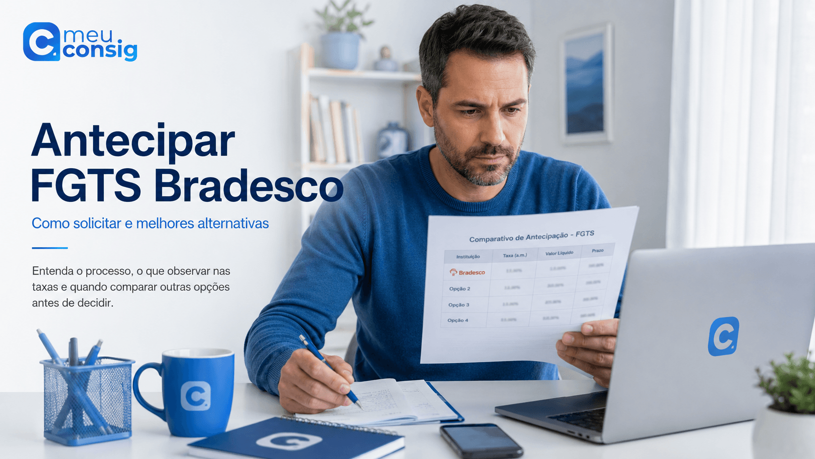 Ilustração sobre antecipar fgts bradesco: como solicitar e melhores alternativas