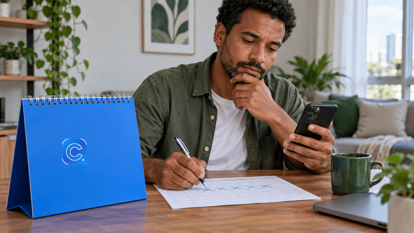 Trabalhador consulta no celular a mudança de modalidade de saque do FGTS.