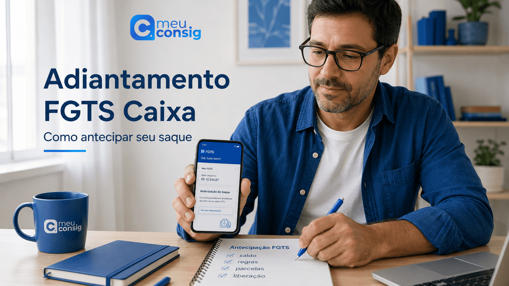 Ilustração sobre adiantamento fgts caixa: como antecipar seu saque